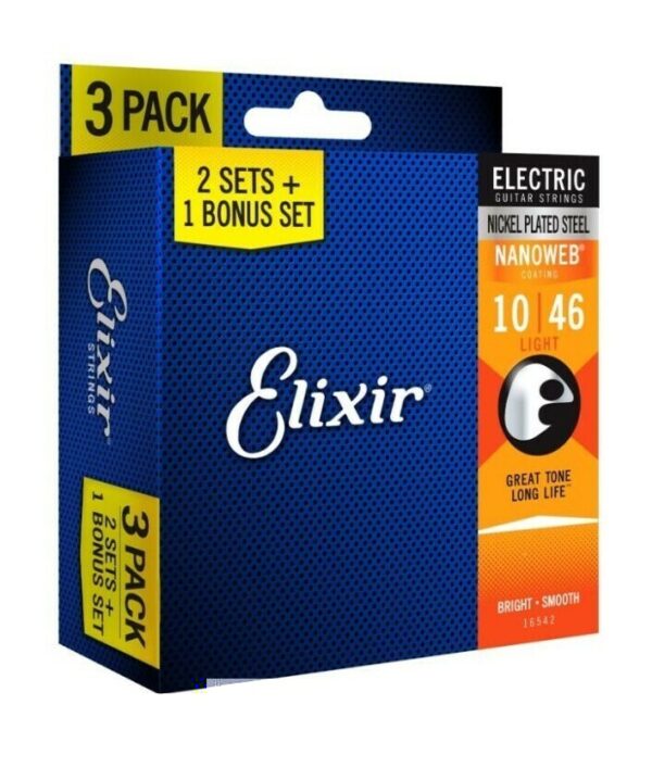 CORDA DE GUITARRA ELIXIR NW NCKL LT 16542X 3PACK