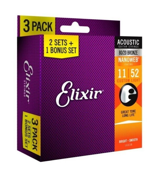 CORDA DE VIOLAO ELIXIR NW 80/20 CUSLT 16538X 3PACK