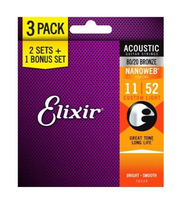 CORDA DE VIOLAO ELIXIR NW 80/20 CUSLT 16538X 3PACK - Image 2