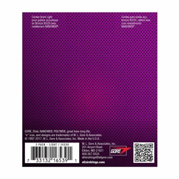 CORDA DE VIOLAO ELIXIR NW 80/20 NW LT 16539X 3PACK - Image 3